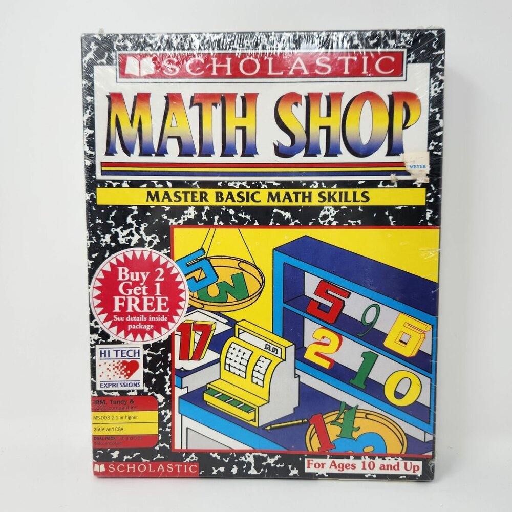Vintage Scholastic Math Shop Sealed Master Math Skills, Floppy Disc Software
